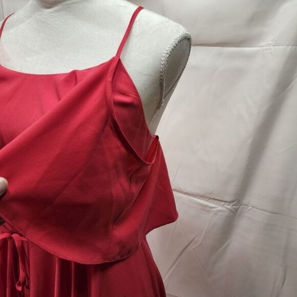 Cece Women's Hot Pink Jackie Cold Shoulder Ruffle Midi Dress Size 4 - Picture 5 of 12